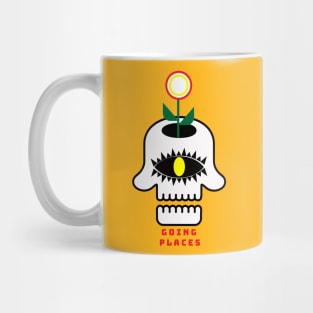 skull with flower coming out of the top Mug